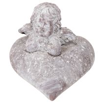položky Dekorativní anděl na figurce srdce z litého kamene 15×13,5×12cm