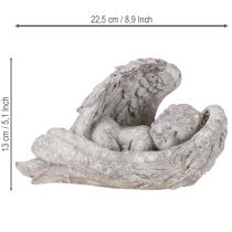 položky Dekorativní spící anděl s křídly, figurka anděla, hrobka 22,5 cm