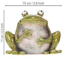 položky Dekorativní žába keramická zelená hnědá vintage D15,5 cm