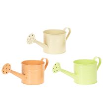 položky Sada dekorativních konví v pastelově lososové, zelené, žlutozelené barvě - kovový květináč Ø11cm V10cm, 8 kusů