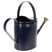 položky Dekorativní konev na zalévání, vintage modro-zlatý kostkovaný kov, retro design pro použití v interiéru, na zahradě nebo na balkoně, 65 cm