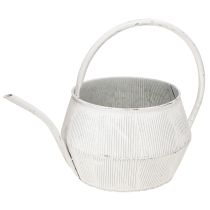 položky Dekorativní konev bílá kovová vintage drážkovaný dekor Ø25cm
