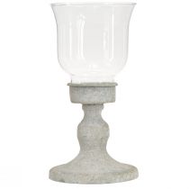 položky Dekorativní skleněný hrnek vintage kovový šedý shabby chic Ø8cm V15,5cm
