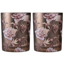 položky Dekorativní skleněné lucerny pivoňky stříbrnohnědé V12,5cm 2 ks