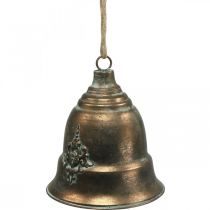 Zvonek ozdobný, zvonek kovový, zvonek zlatý k zavěšení Ø20,5cm H24cm