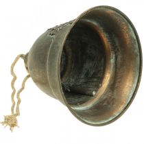Zvonek ozdobný, zvonek kovový, zvonek zlatý k zavěšení Ø20,5cm H24cm