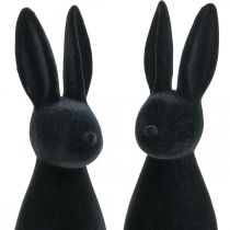 položky Dekorativní zajíček černý – 2. volba – Dekorativní velikonoční zajíček flockovaný V29,5cm 2 ks