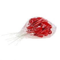 položky Dekorativní srdíčka semišovaná 6cm červená 18 ks