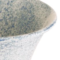 položky Dekorativní kalich starožitný bílý modrý kovový stůl Ø11cm V17,5cm