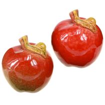 položky Dekorativní keramická jablka na stůl, podzimní červená zelená, V7,5 cm, 4 kusy