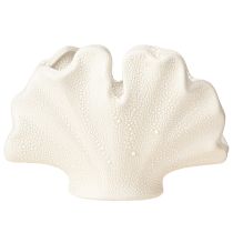 položky Dekorativní skořepinová váza mini keramická váza krémová 14×7,5×9,5cm