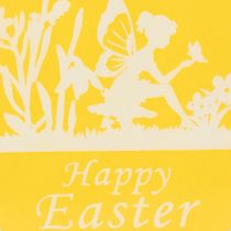 položky Dřevěná dekorativní velikonoční vajíčka k zavěšení, bílá a žlutá, sada 6 ks