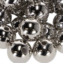 položky Dekorativní korálky, stříbrná metalíza, 14 mm, 35 kusů