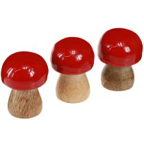 položky Dekorativní houby červené lakované dřevěné houby žampiony V5cm Ø4cm 6 ks