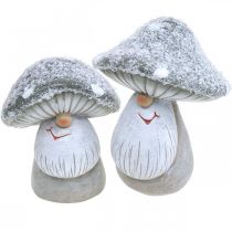 Deco figurka hřibového trpaslíka hřibového trpaslíka šedá, bílá 7×9cm 2ks