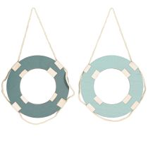 položky Dekorativní záchranný kruh dřevěný námořní plavecký kruh modrý 17cm 2ks