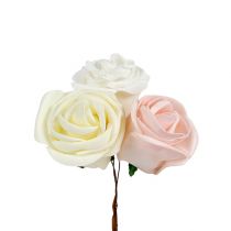 položky Deco rose bílá, krémová, růžová mix Ø6cm 24ks