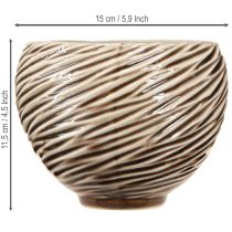 položky Dekorativní mísa květináč keramická béžová hnědá Ø15cm 2ks