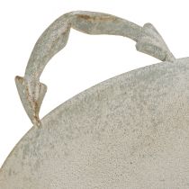 položky Dekorativní miska shabby chic šedá kovová dekorace s uchy Ø31cm