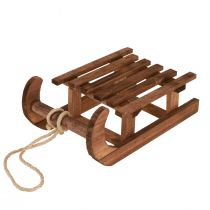 položky Dekorativní zimní dekorace na saně hnědé ze dřeva 30x18x12cm