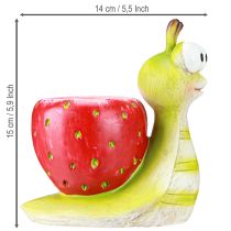 položky Dekorativní květináč s hlemýžděm jahodový keramický zelenočervený 15,5 cm