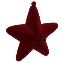 Dekorativní hvězda tmavě červená 20cm vločkovaná