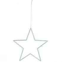 položky Dekorativní stříbrné hvězdy, třpytivé vánoční ozdoby na stromeček, 18 cm, 8 kusů, vánoční dekorace na stromeček