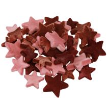 položky Dekorativní hvězdičky s vločkovým posypem, vínově hnědé, Ø4/5cm, 40 ks
