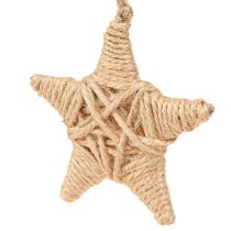 položky Dekorativní hvězdy k zavěšení rafie, konopná dekorace na stromeček 7,5 cm, 8 kusů