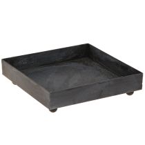 položky Dekorativní tác kovový černošedý praný 15×15cm 2ks