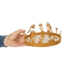 položky Dekorativní podnos, dekorace na stůl s ptáčky, jarní dekorace, rezavý kov, Ø20cm V8,5cm