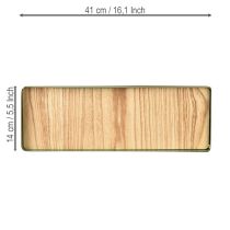 položky Dekorativní podnos obdélníkový zelený kovový dřevěný podstavec 41×14cm