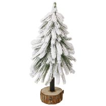 položky Dekorativní vánoční stromeček pokrytý sněhem na dřevěném podstavci Ø15cm V30cm
