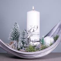 Vánoční dekorace, ozdobná jedle, mini jedle zelená zasněžená V15cm Ø9,5cm 6ks