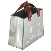 položky Dekorativní taška, stříbrná, bílá, hnědá, kovová, květináč, D22 cm, 2 kusy