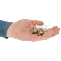 položky Dekorativní pár holubic, ozdobní ptáčci s klipem, zlatí, 5 cm, 4 kusy