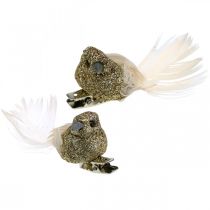 Deco párek holubic Deco ptáci s klipem zlatá L5cm 4ks