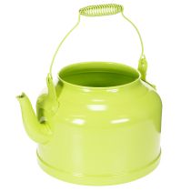 položky Dekorativní kovová konvice na čaj, jablkově zelená - květináč - Ø20cm V15cm - všestranná zahradní dekorace a nápad na dárek