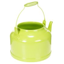 položky Dekorativní kovová konvice na čaj, jablkově zelená - květináč - Ø20cm V15cm - všestranná zahradní dekorace a nápad na dárek