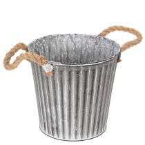 položky Dekorativní květináč na pěstování, kovový květináč s úchyty, kovová dekorace shabby chic Ø21,5 cm
