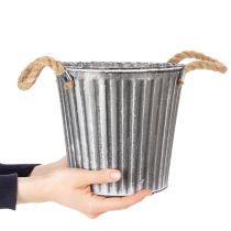 položky Dekorativní květináč na pěstování, kovový květináč s úchyty, kovová dekorace shabby chic Ø21,5 cm