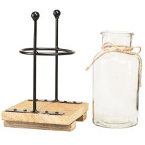 položky Dekorativní vázy lahvová váza skleněná na podstavci 12×12×20cm 4ks