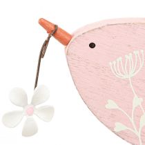 položky Dekorativní ptačí jarní dekorace závěsná dekorace dřevo růžová 15×8,5cm