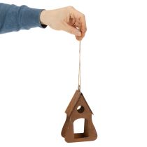 položky Dekorativní závěsná ptačí budka, rezavě zbarvená dekorace ptačí budky, 17,5 cm