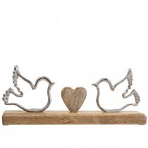Dekorativní výstavní svatební dekorace srdce a holubice 30×5×12cm