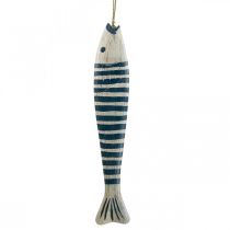 Deko rybí dřevo Dřevěná rybka na zavěšení Tmavě modrá V57,5cm