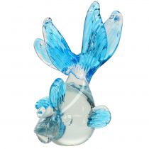 Dekorativní rybka z čirého skla, modrá 15cm
