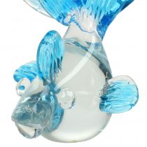 položky Dekorativní rybka z čirého skla, modrá 15cm