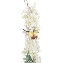 Dekorativní girlanda rostlina girlanda eukalyptus umělé růže suchý vzhled 170cm bělená