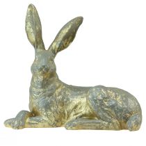 položky Dekorativní zajíček ležící zlatošedá ozdobná figurka Velikonoce 27x13x25cm